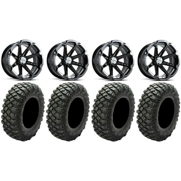 MSA Black Diesel 15" UTV Wheels 32" Crawler XG Tires Kawasaki Mule Pro FXT