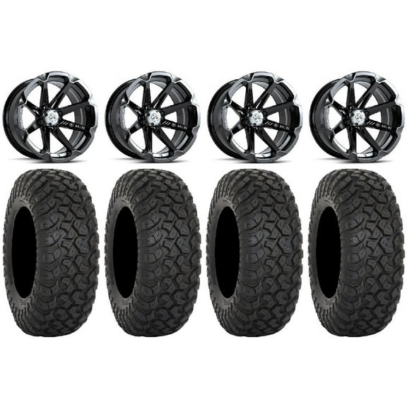MSA Black Diesel 15" UTV Wheels 35" RT320 Tires Kawasaki Mule Pro FXT