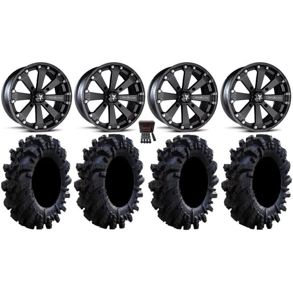 MSA Black Kore 14" ATV Wheels 26.5" Intimidator Tires Honda Foreman Rancher SRA