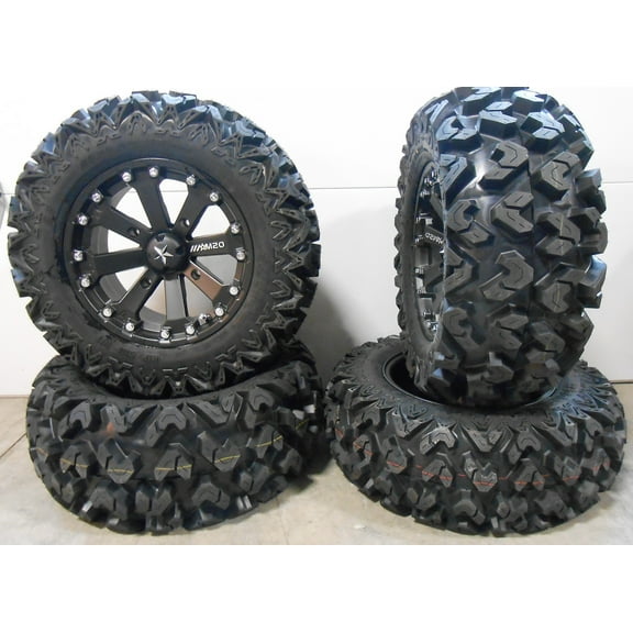 MSA Black Kore 14" ATV Wheels 26" Rip Saw Tires Sportsman RZR Ranger