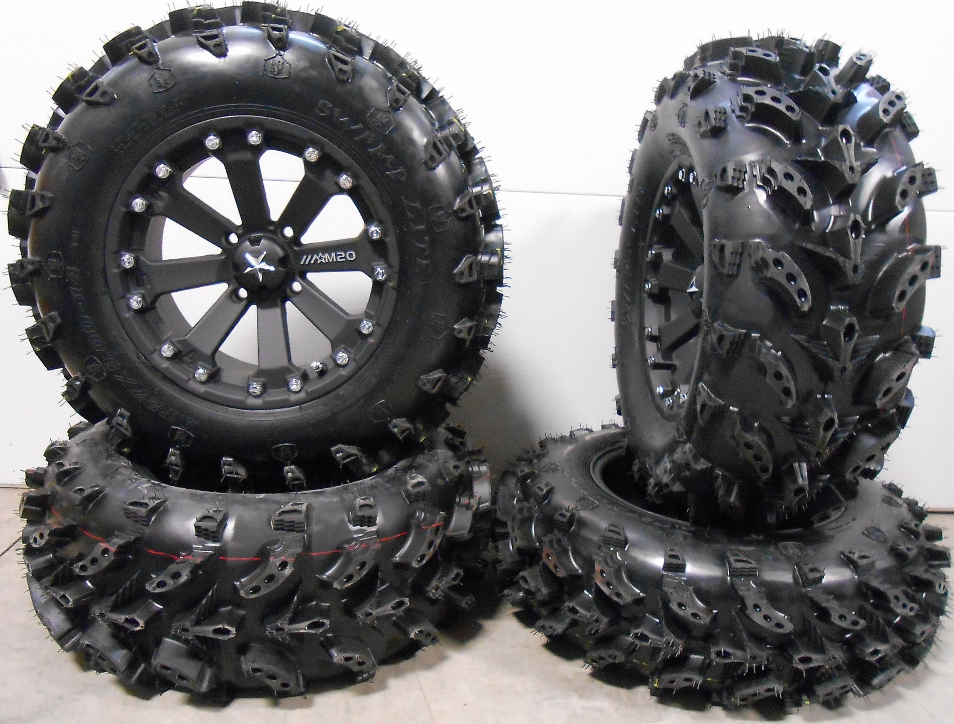 MSA Black Kore 14" ATV Wheels 27" Swamp Lite Tires Honda Rincon Yamaha