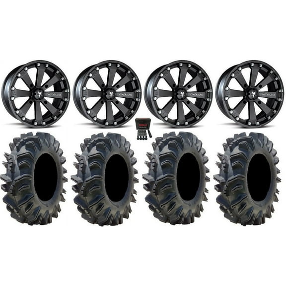 MSA Black Kore 14" ATV Wheels 28" Terminator Tires Can-Am Commander Maverick Renegade Outlander Defender