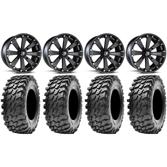 MSA Black Kore 14" ATV Wheels 30" Rampage Tires Can-Am Commander Maverick Renegade Outlander Defender