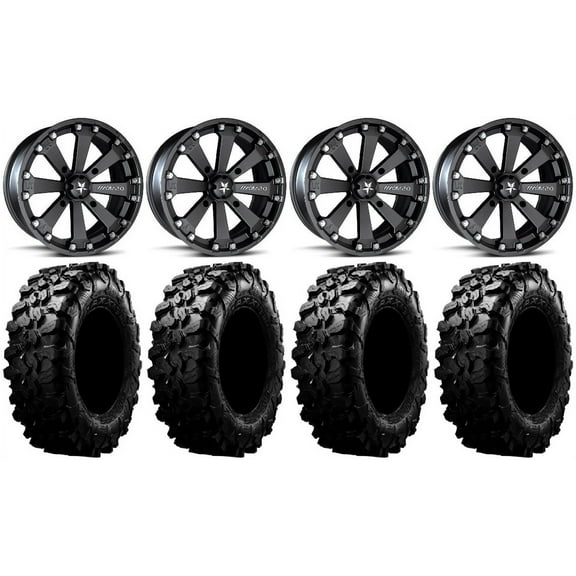 MSA Black Kore 14" ATV Wheels 32" Carnivore Tires Sportsman RZR Ranger