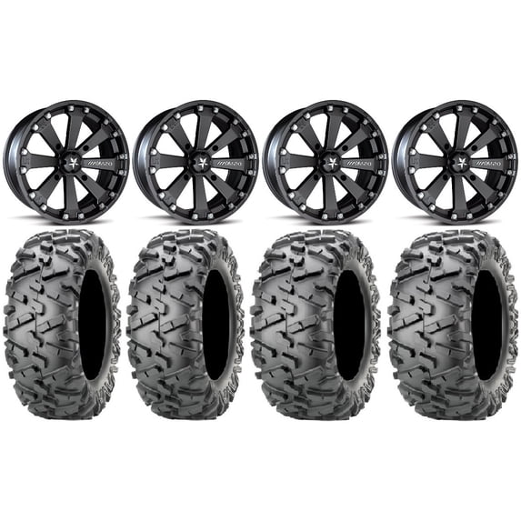 MSA Black Kore 14" UTV Wheels 26" BigHorn 2.0 Tires Yamaha Viking Wolverine YXZ1000R CFMoto ZForce 950 UForce 1000