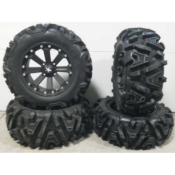 MSA Black Kore 14" UTV Wheels 26" Moto MTC Tires Honda Pioneer