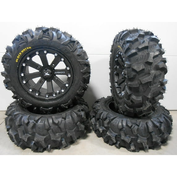 MSA Black Kore 14" UTV Wheels 27" Blackwater Tires Kawasaki Teryx Mule