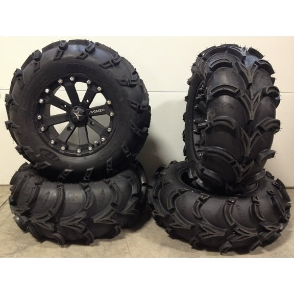 MSA Black Kore 14" UTV Wheels 27" Mud Lite XL Tires Can-Am Maverick X3 / Honda Pioneer 1000 / Talon