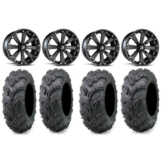 MSA Black Kore 14" UTV Wheels 27" Zilla Tires Yamaha Viking Wolverine YXZ1000R CFMoto ZForce 950 UForce 1000