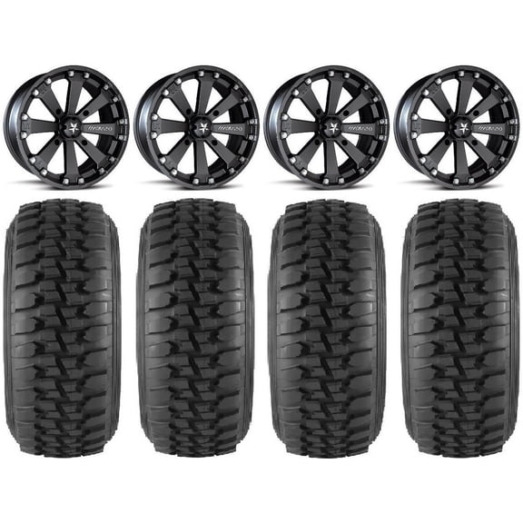 MSA Black Kore 14" UTV Wheels 30" Desert Series Tires Can-Am Maverick X3 / Honda Pioneer 1000 / Talon