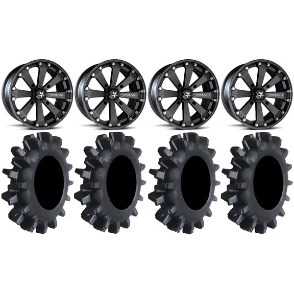 MSA Black Kore 14" UTV Wheels 30" Interforce II Tires Kawasaki Teryx Mule