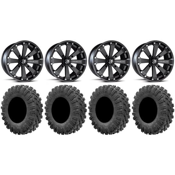 MSA Black Kore 14" UTV Wheels 30" MotoRavage Tires Polaris RZR XP 1000 / PRO XP / Ranger XP 900/1000