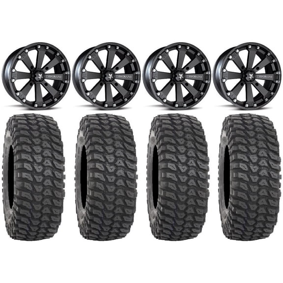 MSA Black Kore 14" UTV Wheels 30" XCR350 Tires Kawasaki Mule Pro FXT