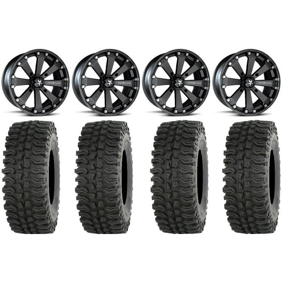 MSA Black Kore 14" UTV Wheels 32" BDC Tires Can-Am Maverick X3 / Honda Pioneer 1000 / Talon