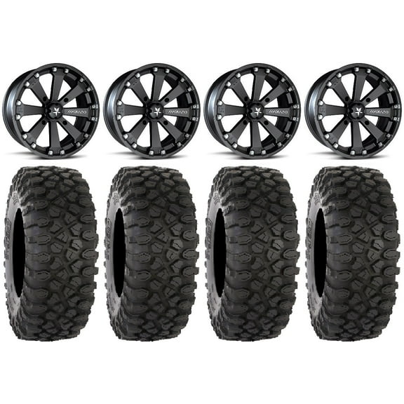 MSA Black Kore 14" UTV Wheels 32" XC450 Tires Yamaha Viking Wolverine YXZ1000R CFMoto ZForce 950 UForce 1000