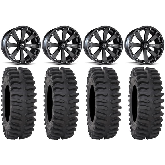 MSA Black Kore 14" UTV Wheels 32" XT400 Tires Kawasaki Mule Pro FXT