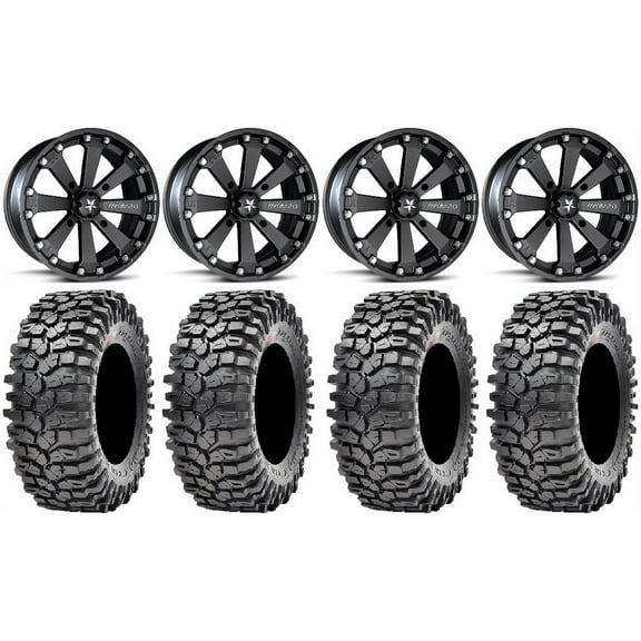 MSA Black Kore 14" UTV Wheels 35" Roxxzilla Tires Kawasaki Teryx Mule