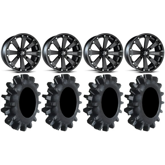 MSA Black Kore 16" ATV Wheels 35" Interforce II Tires Sportsman RZR Ranger