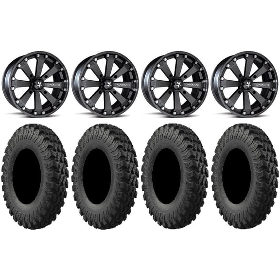 MSA Black Kore 16" UTV Wheels 32" MotoRally Tires Polaris RZR XP 1000 / PRO XP / Ranger XP 900/1000