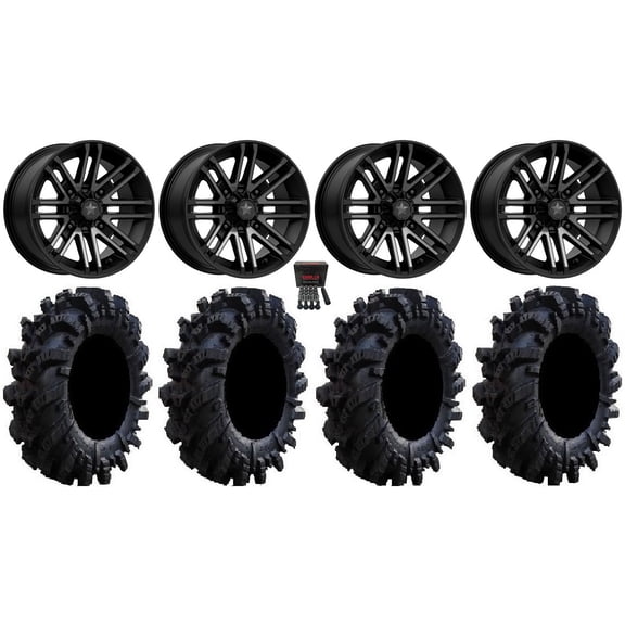 MSA Black Rogue 14" ATV Wheels 26.5" Intimidator Tires Sportsman RZR Ranger
