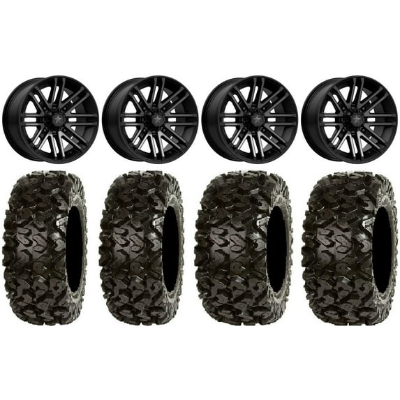 MSA Black Rogue 14" UTV Wheels 26" Rip Saw Tires Polaris RZR XP 1000 / PRO XP / Ranger XP 900/1000