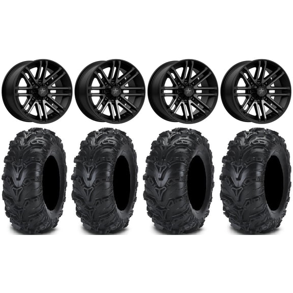 MSA Black Rogue 14" UTV Wheels 27" Mud Lite II Tires Kawasaki Teryx Mule
