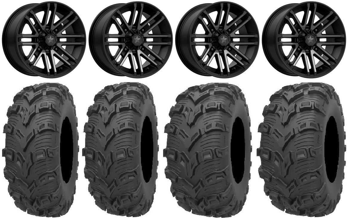 MSA Black Rogue 14" UTV Wheels 28" Bear Claw EVO Tires Yamaha Viking
