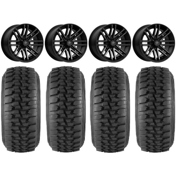 MSA Black Rogue 14" UTV Wheels 30" Desert Series Tires Kawasaki Teryx Mule