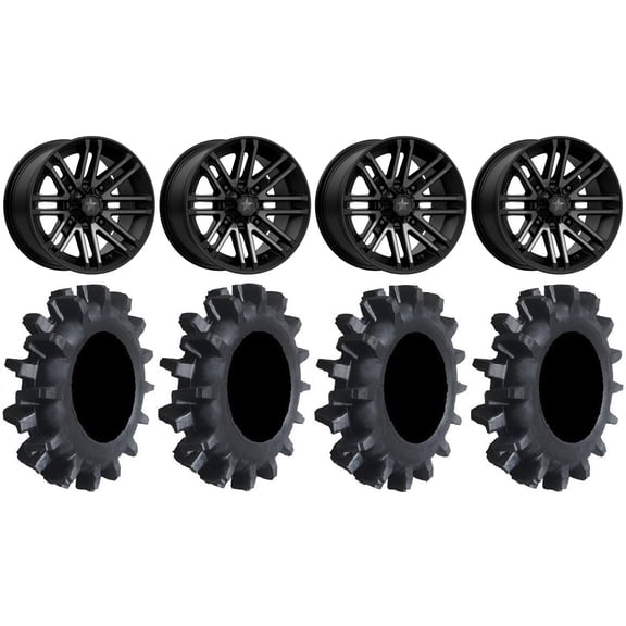 MSA Black Rogue 14" UTV Wheels 30" Interforce II Tires Kawasaki Mule Pro FXT