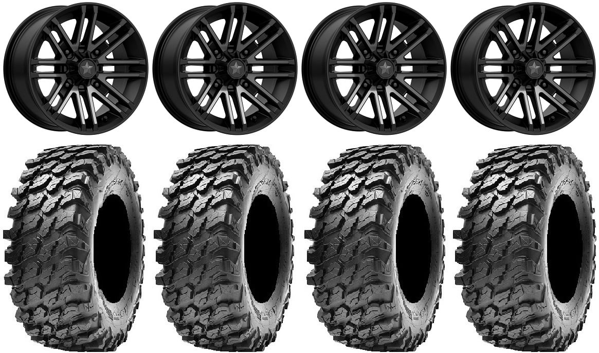 MSA Black Rogue 14" UTV Wheels 30" Rampage Tires Yamaha Viking