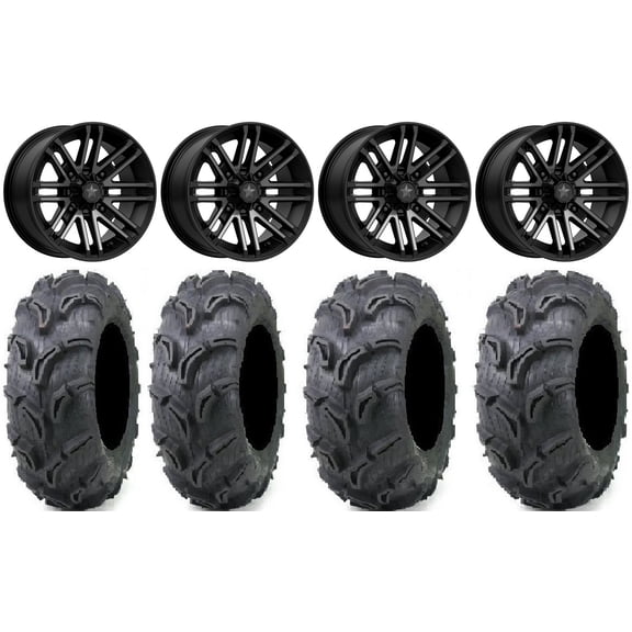 MSA Black Rogue 14" UTV Wheels 30" Zilla Tires Kawasaki Mule Pro FXT