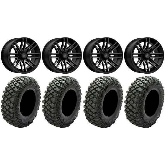 MSA Black Rogue 14" UTV Wheels 32" Crawler XG Tires Polaris RZR XP 1000 / PRO XP / Ranger XP 900/1000