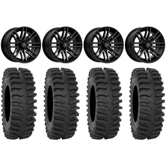MSA Black Rogue 14" UTV Wheels 32" XT400 Tires Kawasaki Mule Pro FXT