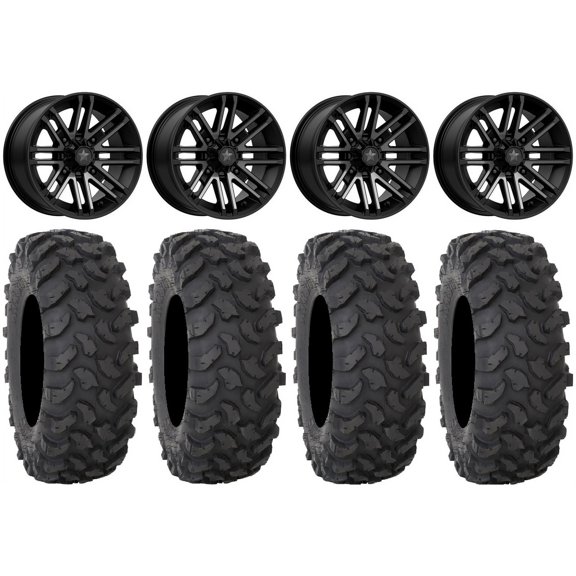 MSA Black Rogue 14" UTV Wheels 32" XTR370 Tires Kawasaki Mule Pro FXT