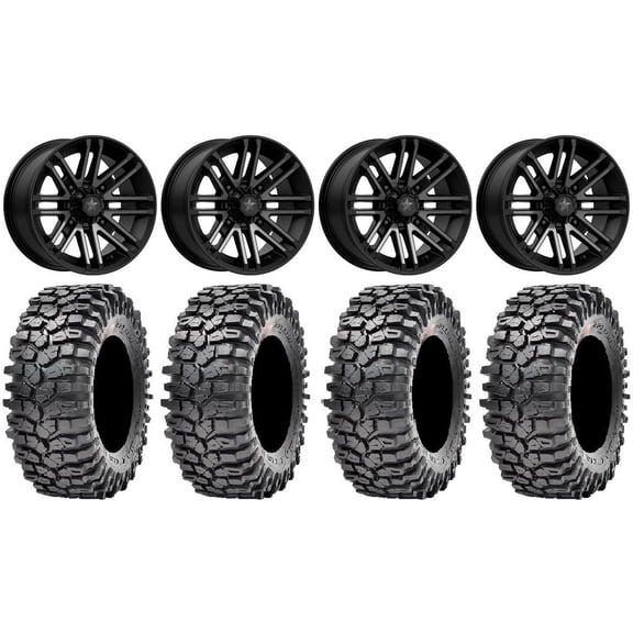 MSA Black Rogue 14" Wheels 30" Roxxzilla 396 Tires Can-Am Commander Maverick Renegade Outlander Defender