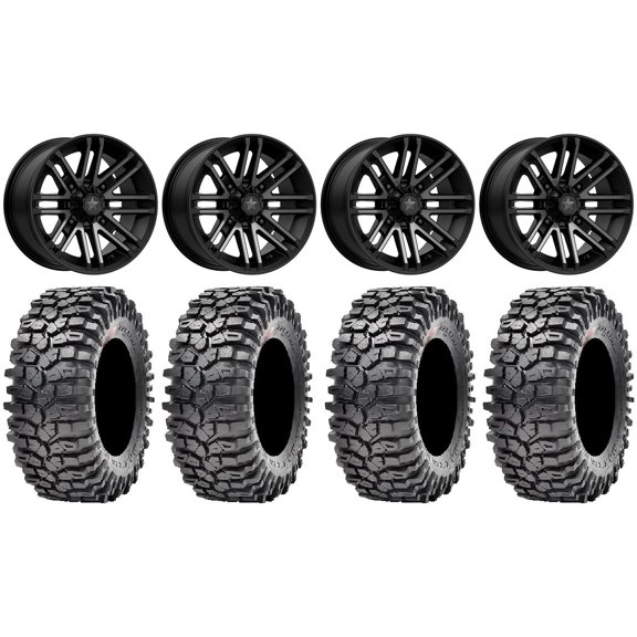 MSA Black Rogue 15" ATV Wheels 35" Roxxzilla Tires Can-Am Commander Maverick Renegade Outlander Defender