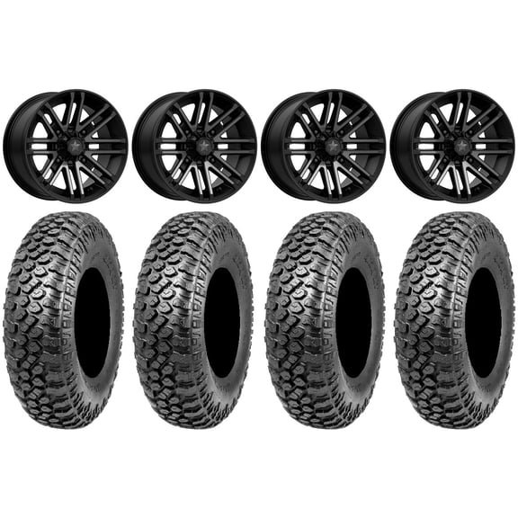 MSA Black Rogue 15" UTV Wheels 33" RAZR XT Tires Kawasaki Teryx Mule