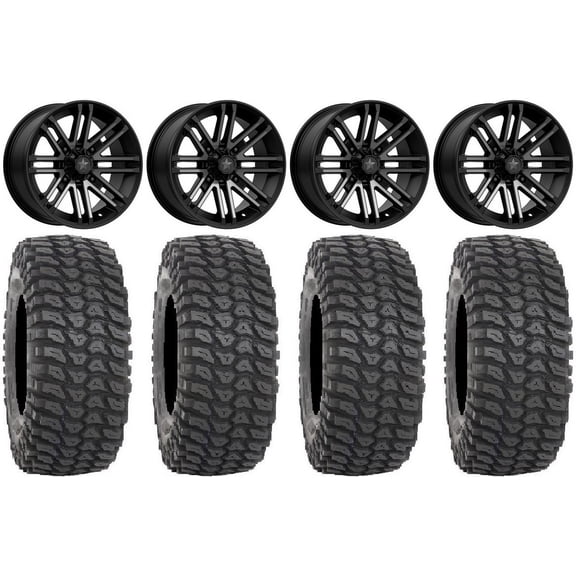 MSA Black Rogue 15" UTV Wheels 35" XCR350 Tires Kawasaki Teryx Mule