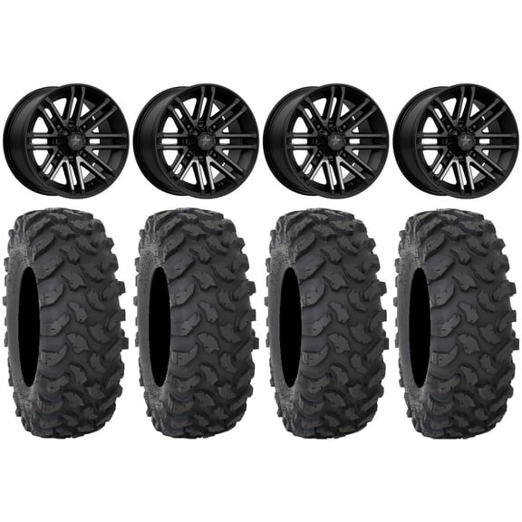 MSA Black Rogue 15" UTV Wheels 37" XTR370 Tires Kawasaki Mule Pro FXT