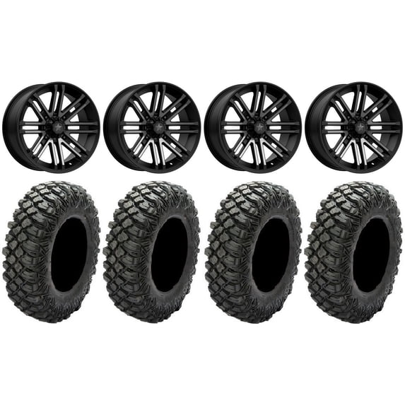 MSA Black Rogue 16" ATV Wheels 35" Crawler XG Tires Can-Am Commander Maverick Renegade Outlander Defender