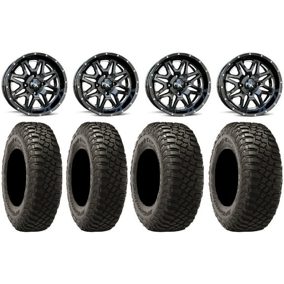 MSA Black Vibe 14" ATV Wheels 27" BFG KM3 Tires Sportsman RZR Ranger