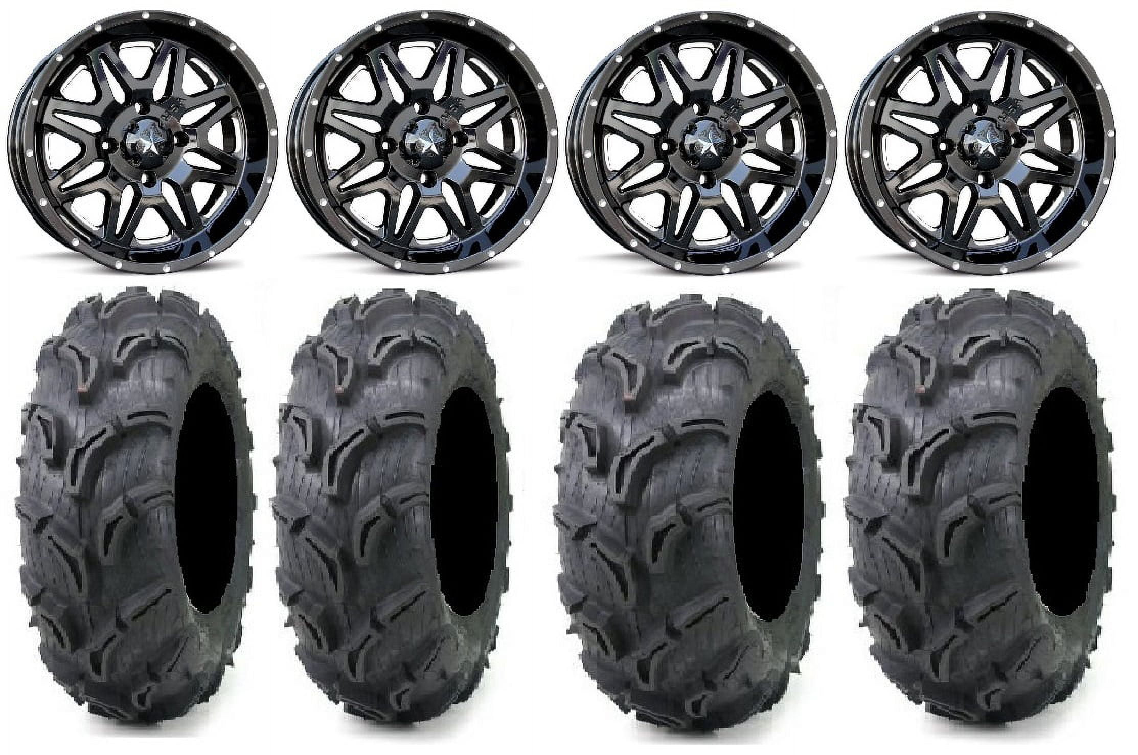 MSA Black Vibe 14" ATV Wheels 28" Zilla Tires Honda Rincon Yamaha Rhino Kawasaki Brute Force Suzuki KingQuad