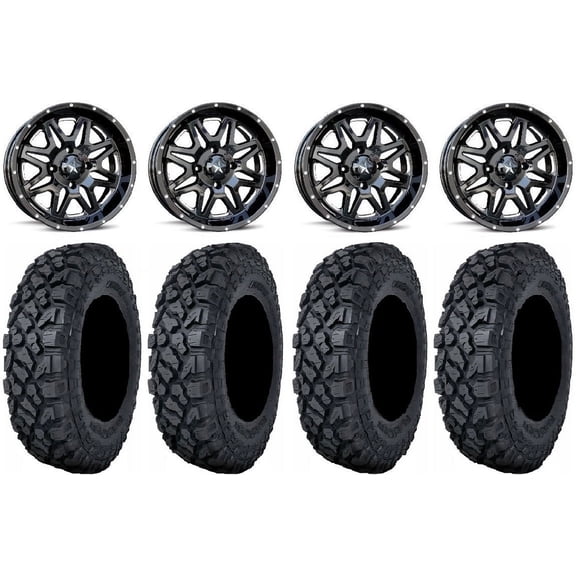 MSA Black Vibe 14" UTV Wheels 27" Klever X/T Tires Polaris RZR XP 1000 / PRO XP / Ranger XP 900/1000