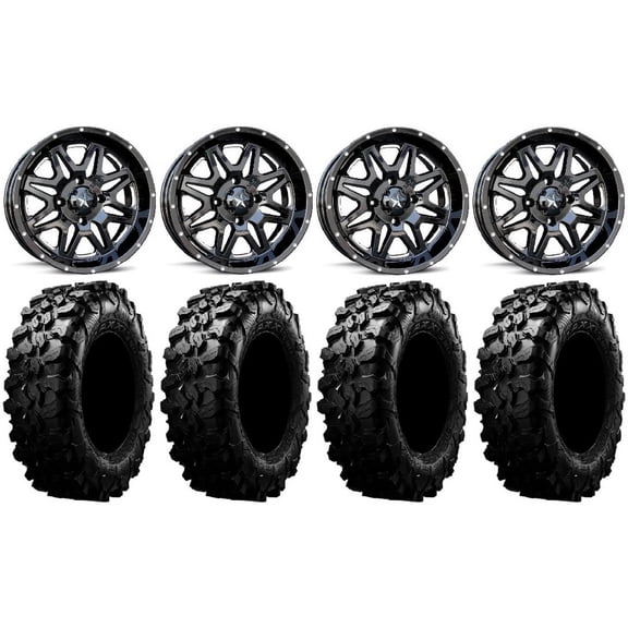 MSA Black Vibe 14" UTV Wheels 30" Carnivore Tires Polaris RZR XP 1000 / PRO XP / Ranger XP 900/1000
