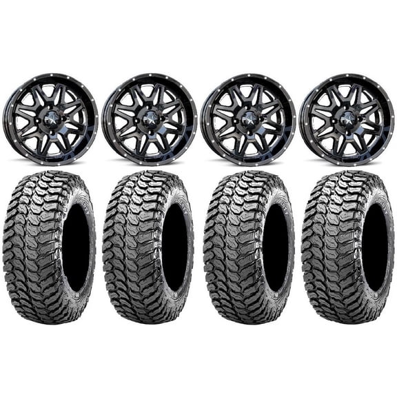 MSA Black Vibe 14" UTV Wheels 32" Liberty Tires Polaris RZR XP 1000 / PRO XP / Ranger XP 900/1000