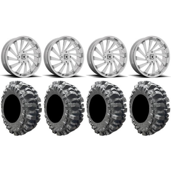 MSA Blade 20" Wheels Chrome 35" Bogger Tires Can-Am Maverick X3 / Honda Pioneer 1000 / Talon