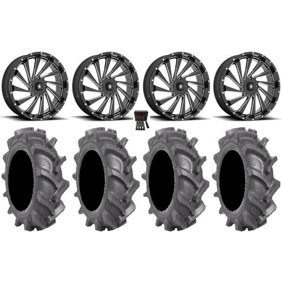 MSA Blade 22" Wheels Milled 35" BKT AT 171 Tires Can-Am Maverick X3 / Honda Pioneer 1000 / Talon