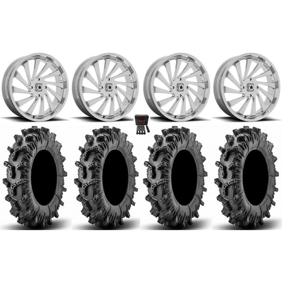 MSA Blade 24" Wheels Chrome 44" Terminator Max Tires Can-Am Commander Maverick Renegade Outlander Defender