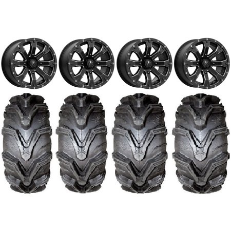 MSA Bounty 14" Wheels Black 27" MotoMax Tires Yamaha Viking Wolverine YXZ1000R CFMoto ZForce 950 UForce 1000