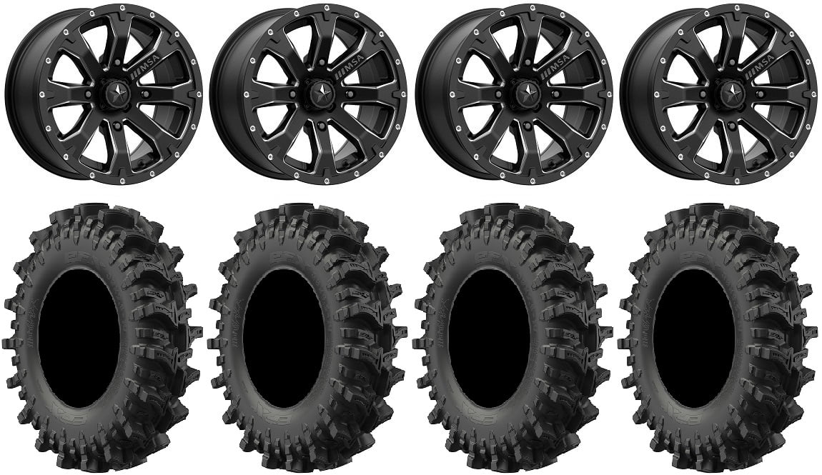 MSA Bounty 14" Wheels Black 28" MotoSlayer Tires Yamaha Viking